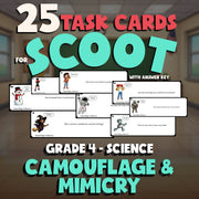 Camouflage & Mimicry SCOOT TASK CARDS Science Game - No Prep Grade 4 Review