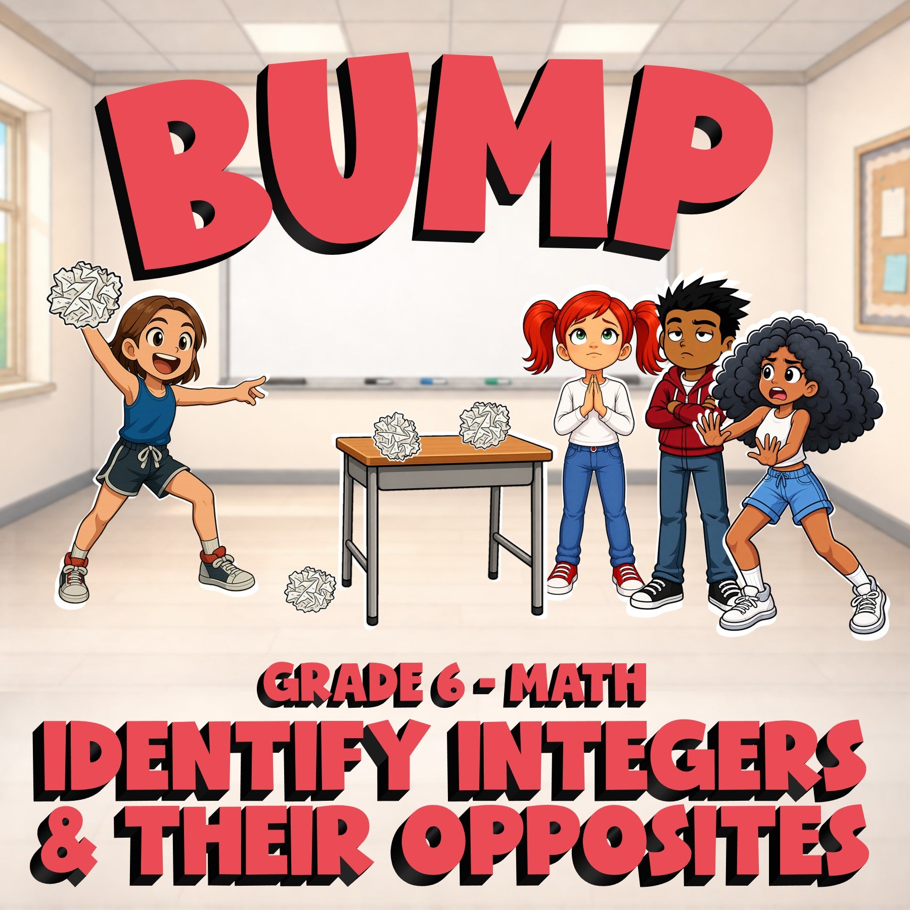 Identify Integers & Their Opposites BUMP Math Game - No Prep Grade 6 Review