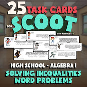 Solving Inequalities Word Problems SCOOT TASK CARDS Math Game - Algebra 1