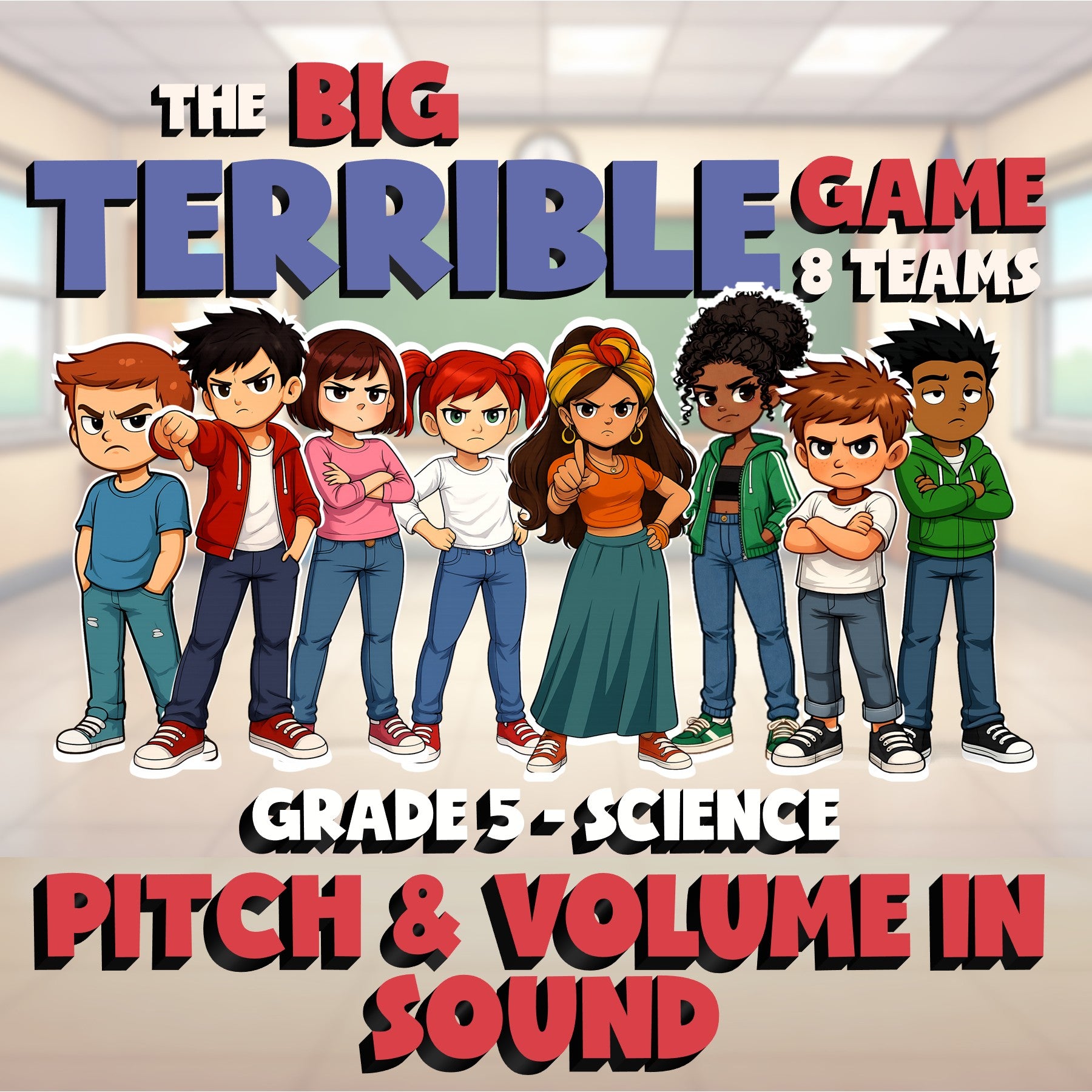 Pitch & Volume in Sound BIG TERRIBLE GAME - No Prep Grade 5 Science Review