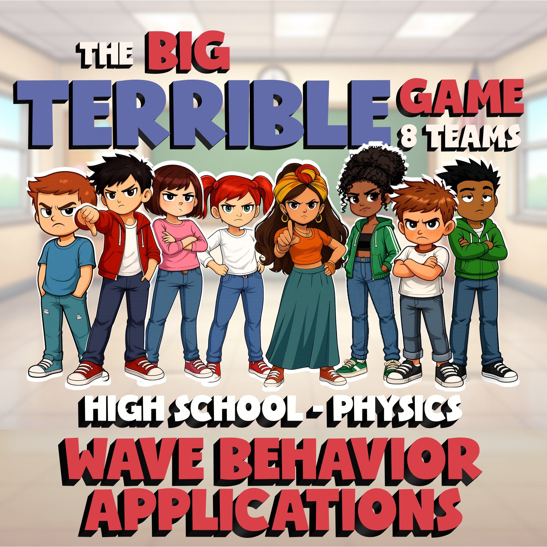 Wave Behavior Applications BIG TERRIBLE GAME - No Prep Physics Science Review
