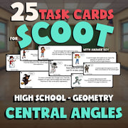 Central Angles SCOOT TASK CARDS Math Game - No Prep Geometry Review Activity