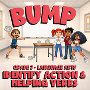 Identify Action & Helping Verbs BUMP ELA Game - No Prep Grade 3 Review Activity