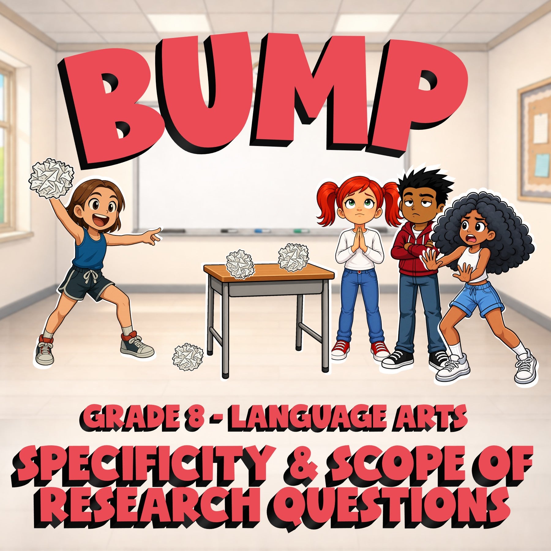 Specificity & Scope of Research Questions BUMP ELA Game - No Prep Grade 8 Review