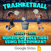 Number of Solutions Using Discriminant TRASHKETBALL Math Game - No Prep Grade 9