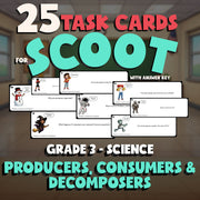 Producers, Consumers & Decomposers SCOOT TASK CARDS Science Game - Grade 3