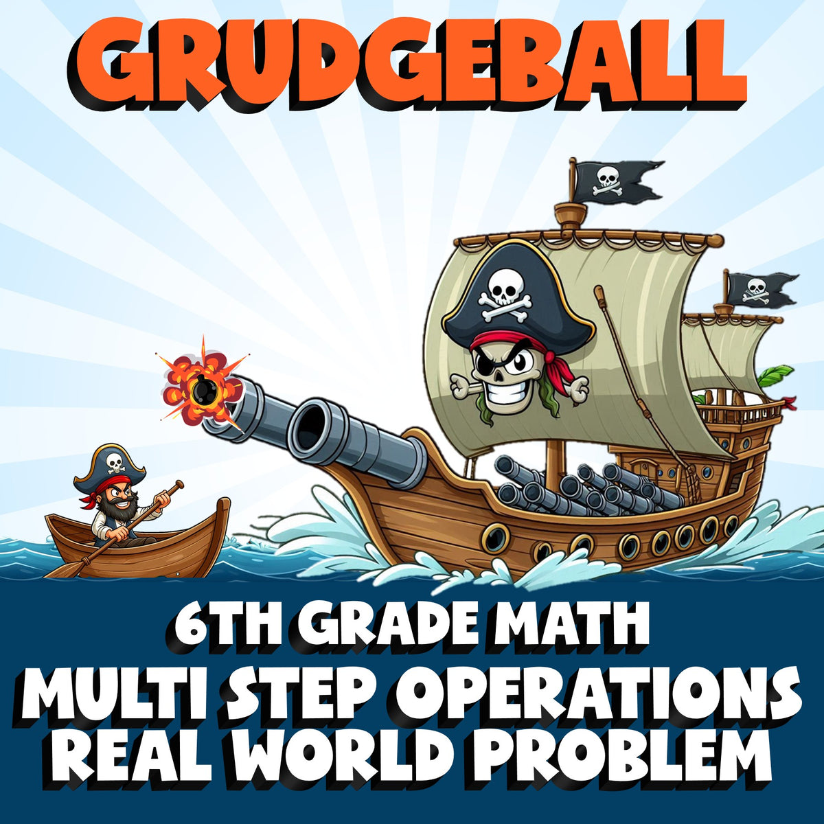 Multi Step Operations Real World Problem GRUDGEBALL Math Game - No Prep Grade 6