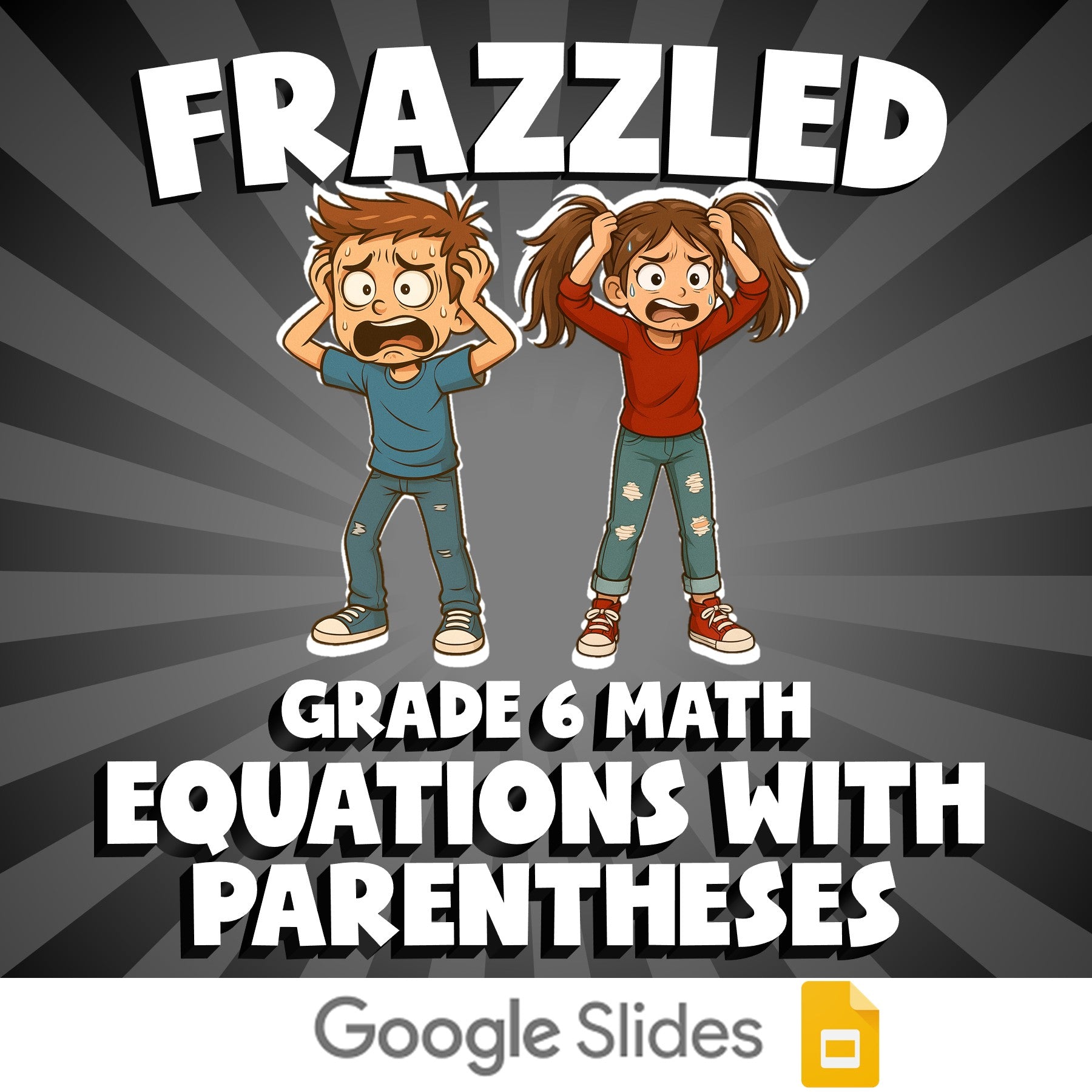 Equations with Parentheses FRAZZLED Math Game - No Prep Grade 6 Review Activity