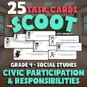 Civic Participation & Responsibilities SCOOT TASK CARDS Socials Game - Grade 4