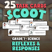 Reflexes & Responses SCOOT TASK CARDS Science Game - No Prep Grade 7 Review