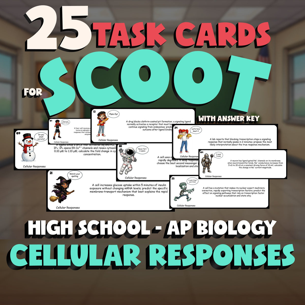 Cellular Responses SCOOT TASK CARDS Science Game - No Prep AP Biology Review