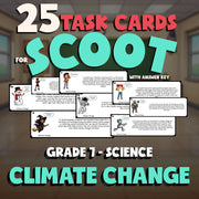 Climate Change SCOOT TASK CARDS Science Game - No Prep Grade 7 Review Activity