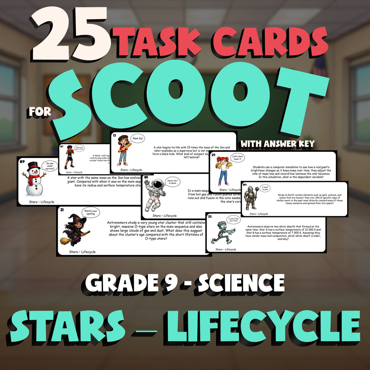 Stars – Lifecycle SCOOT TASK CARDS Science Game - No Prep Grade 9 Review