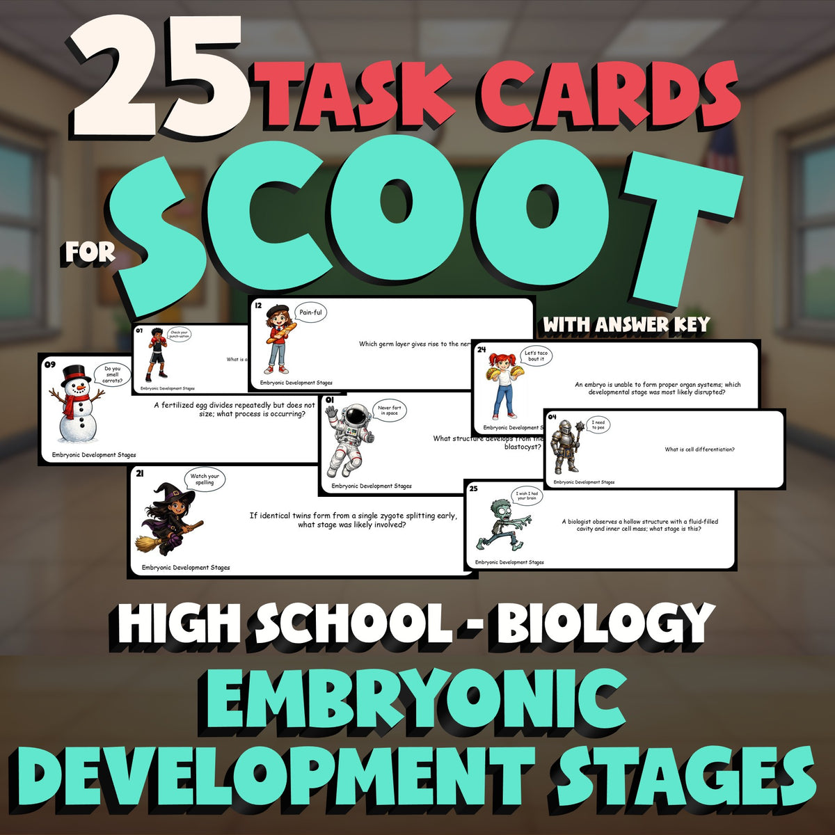 Embryonic Development Stages SCOOT TASK CARDS Science Game - No Prep Biology