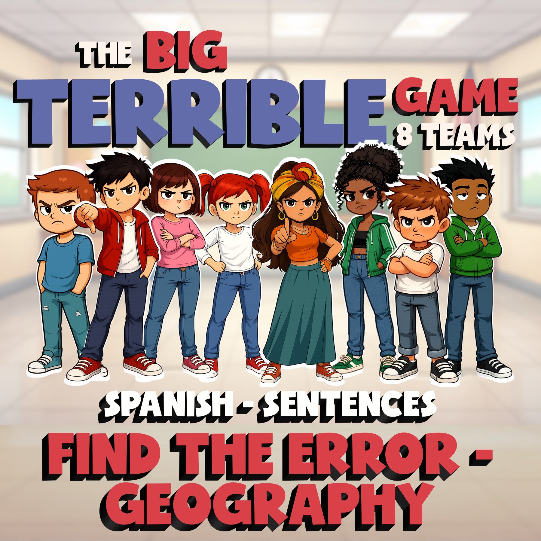 Find the Error - Geography BIG TERRIBLE GAME - No Prep Spanish Exercise Activity