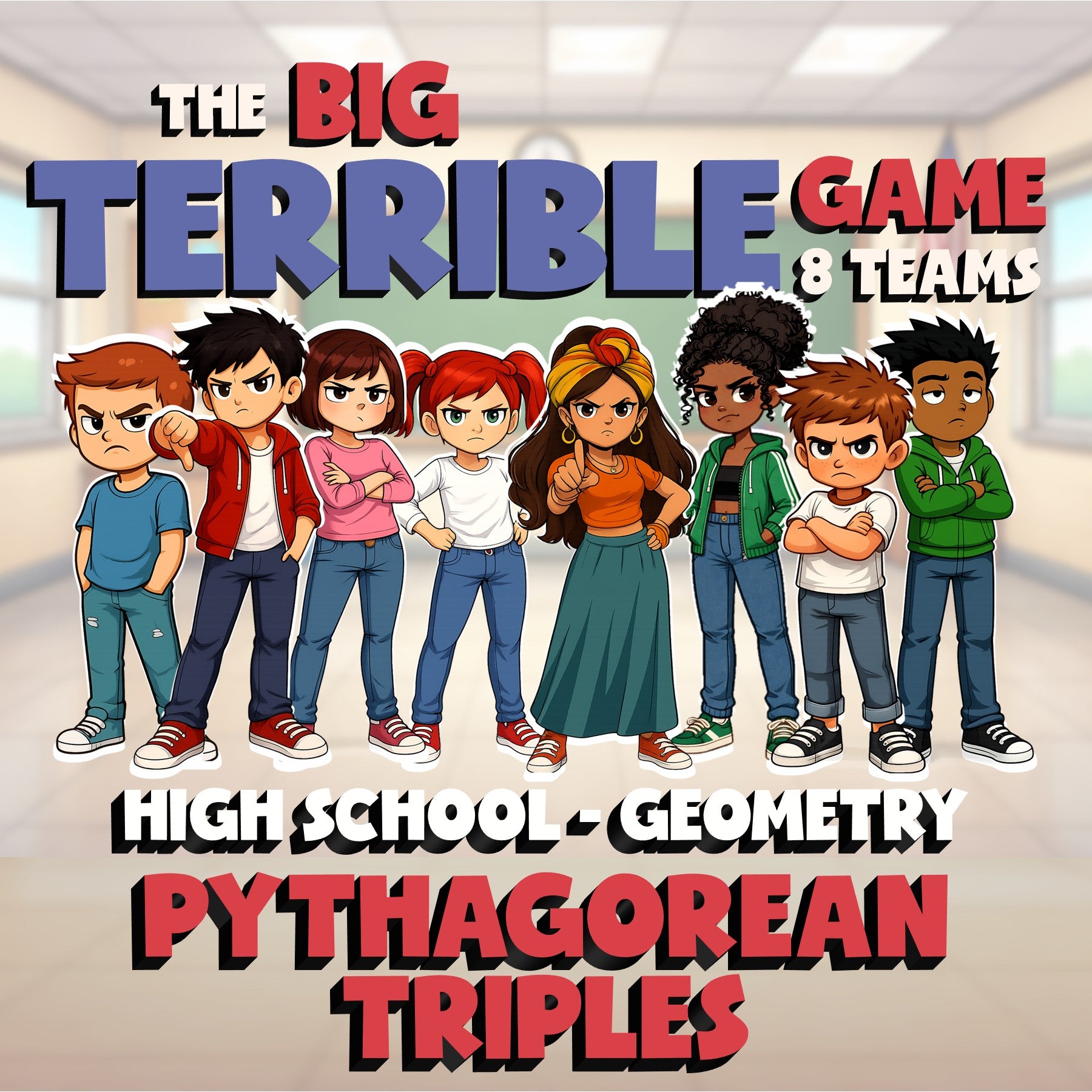 Pythagorean Triples BIG TERRIBLE GAME - No Prep Geometry Math Review Activity