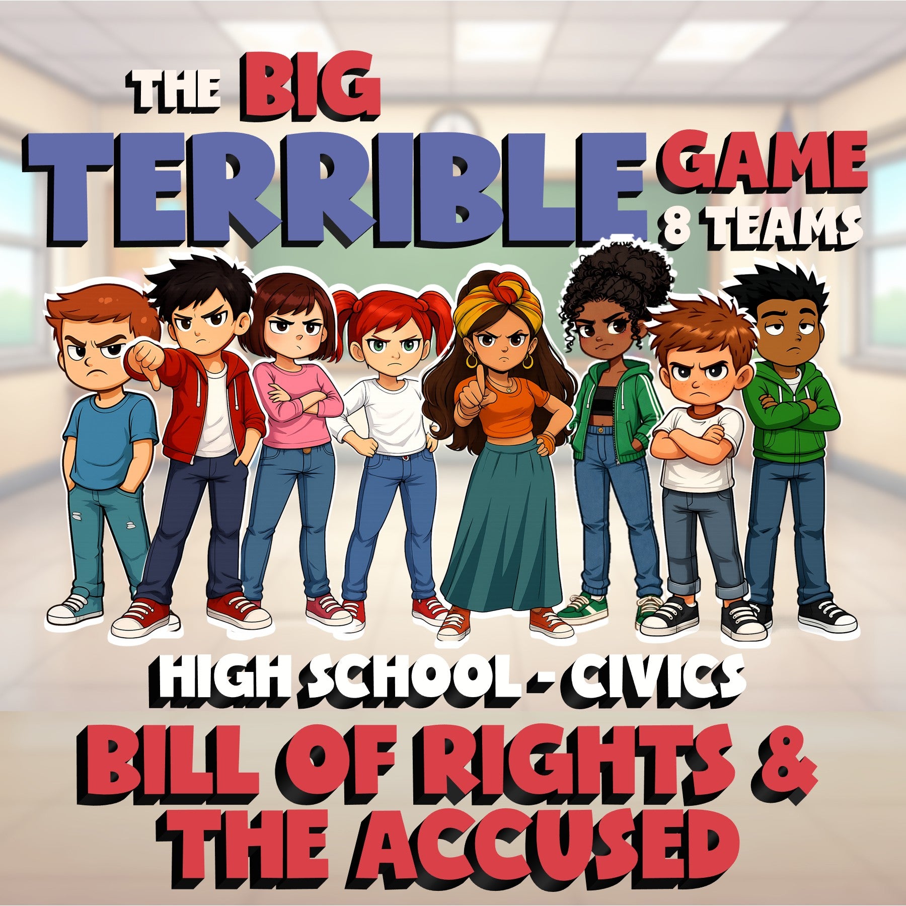 Bill of Rights & the Accused BIG TERRIBLE GAME - No Prep Civics Review Activity