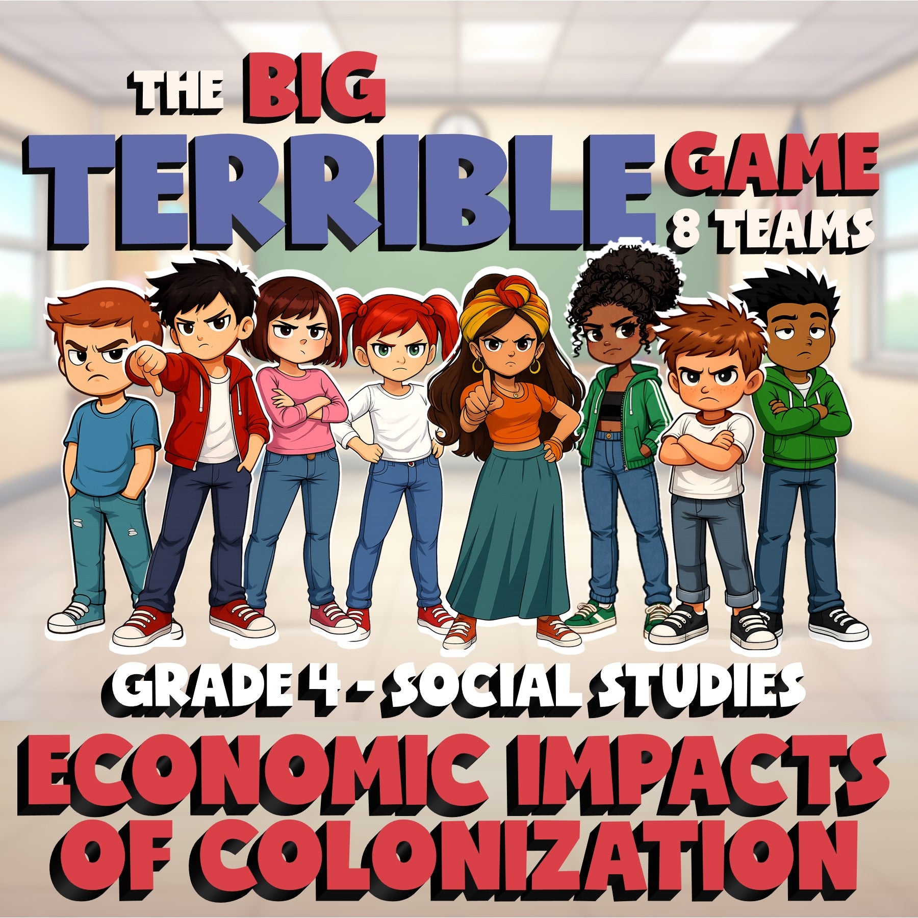 Economic Impacts of Colonization BIG TERRIBLE GAME - Grade 4 Socials Review