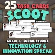 Technology & Innovation Spread SCOOT TASK CARDS Socials Game - No Prep Grade 6