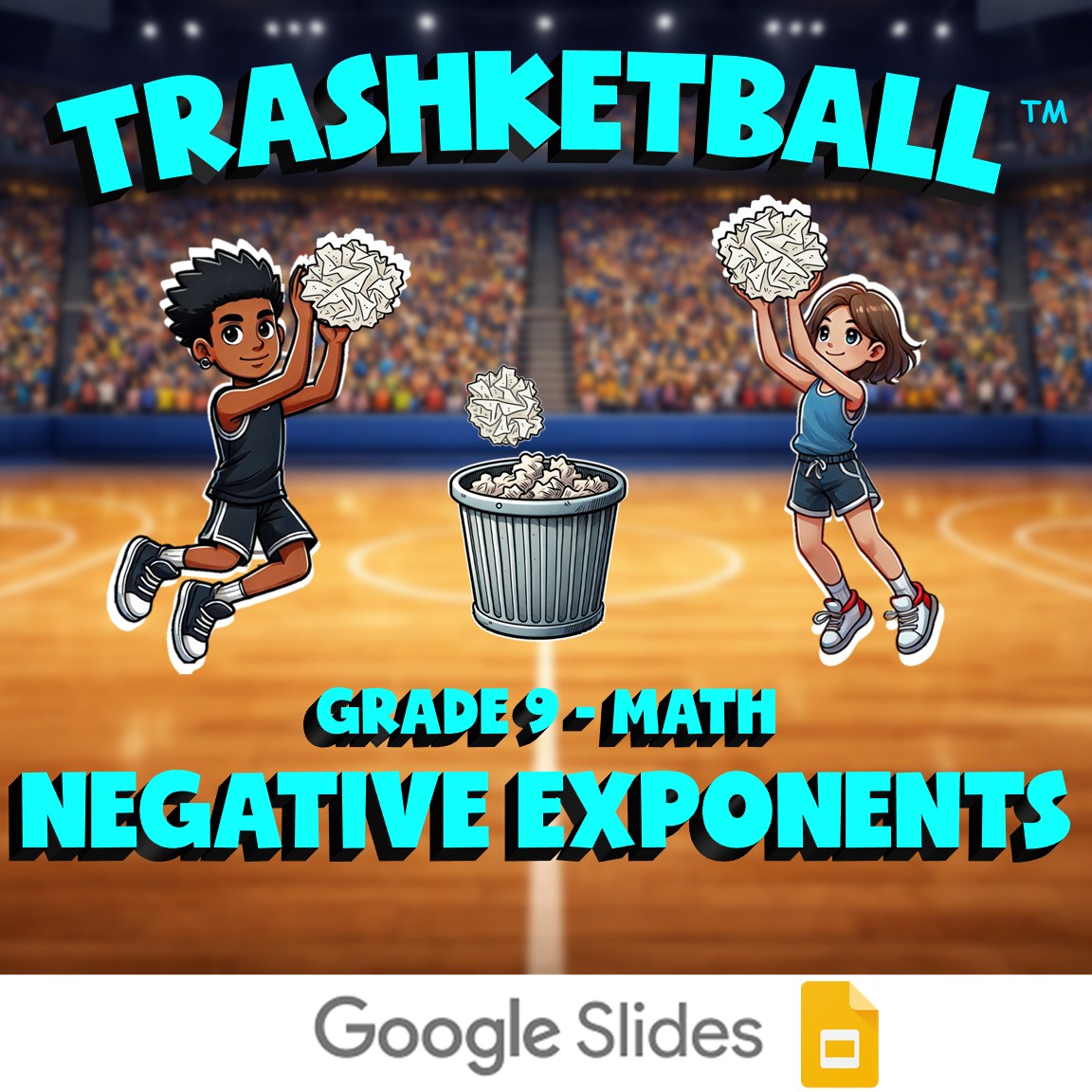 Negative Exponents TRASHKETBALL Math Game - No Prep Grade 9 Review Activity