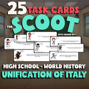 Unification of Italy SCOOT TASK CARDS Game - No Prep World History Review