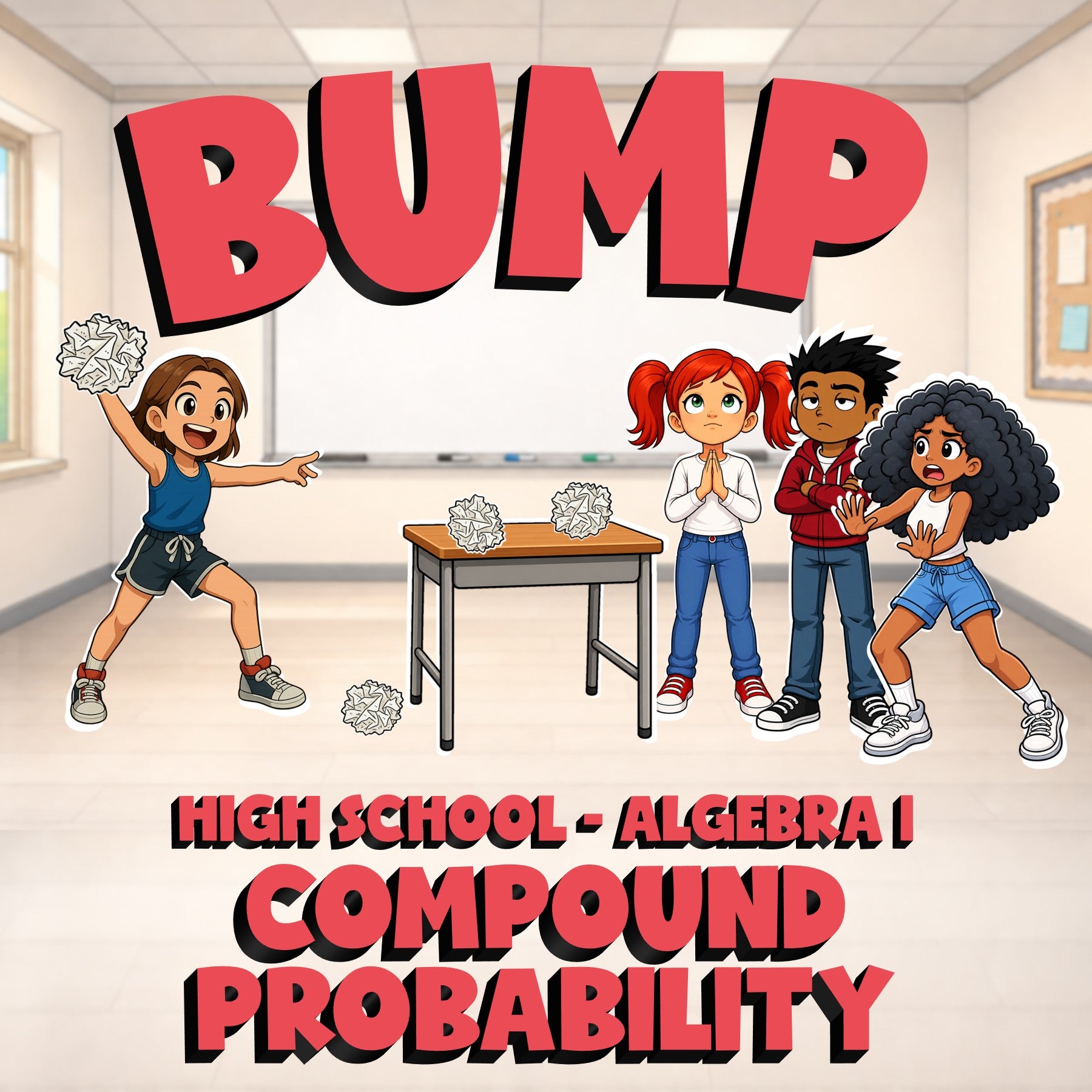 Compound Probability BUMP Math Game - No Prep Algebra 1 Review Activity