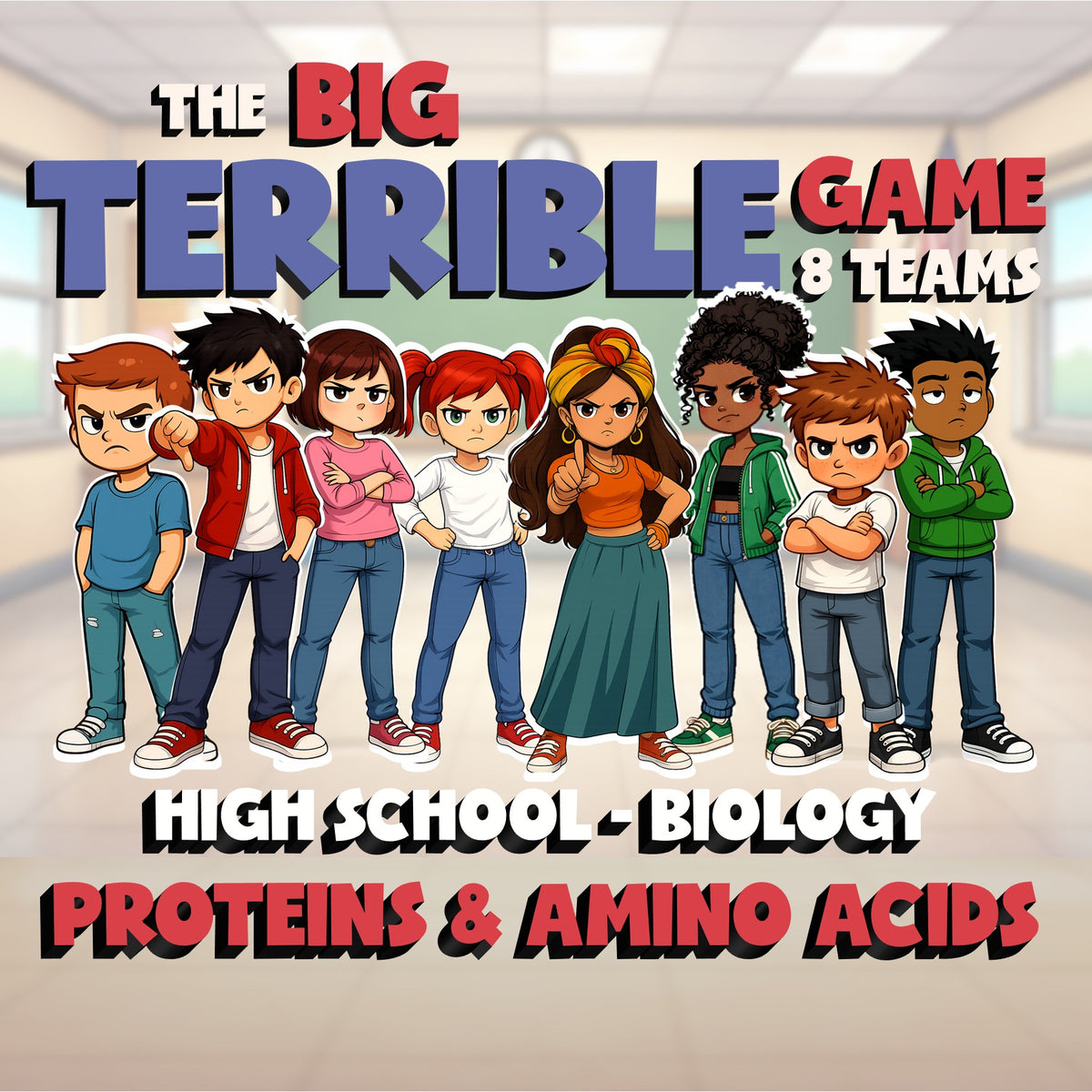 Proteins & Amino Acids BIG TERRIBLE GAME - No Prep Biology Science Review