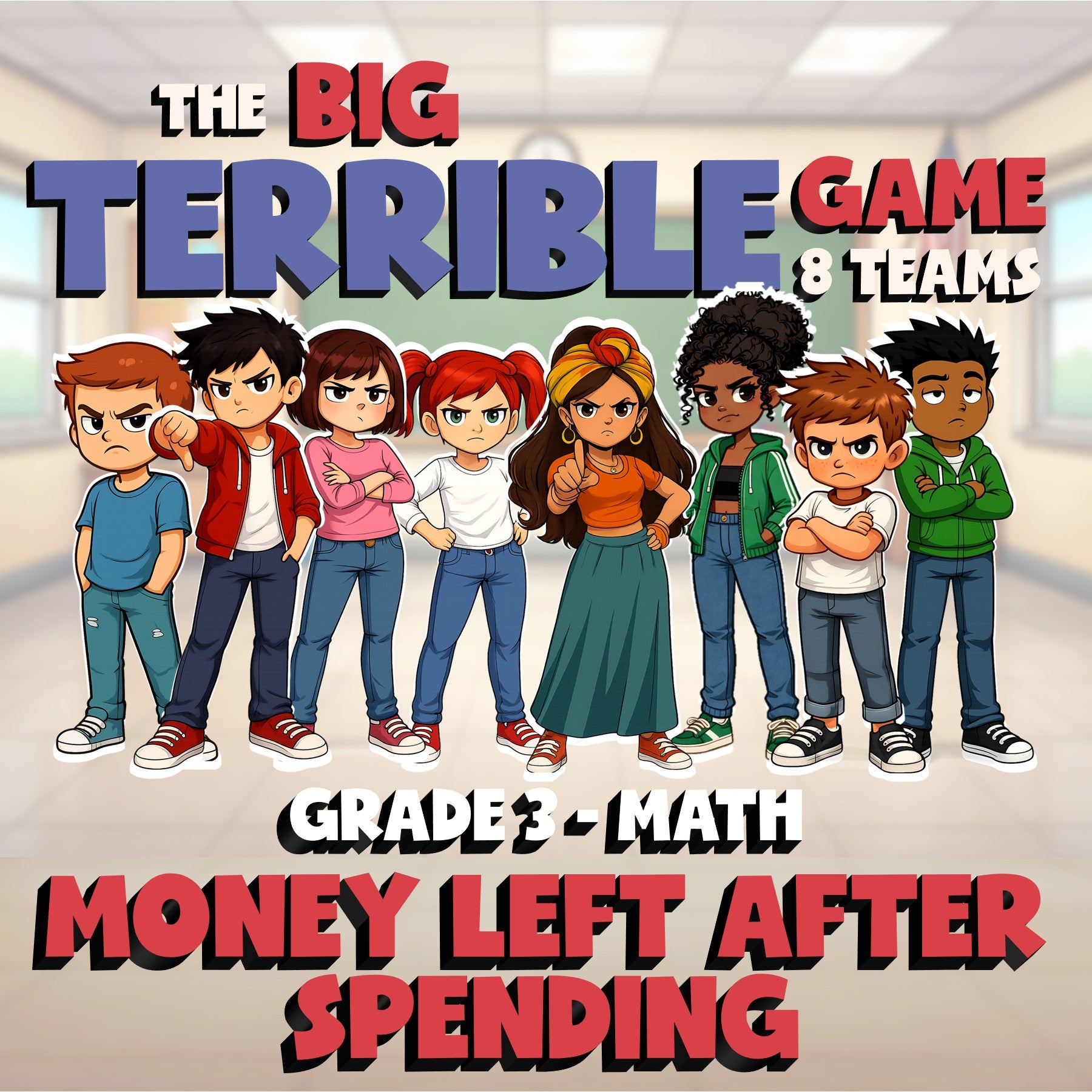 Money Left After Spending BIG TERRIBLE GAME - No Prep Grade 3 Math Review