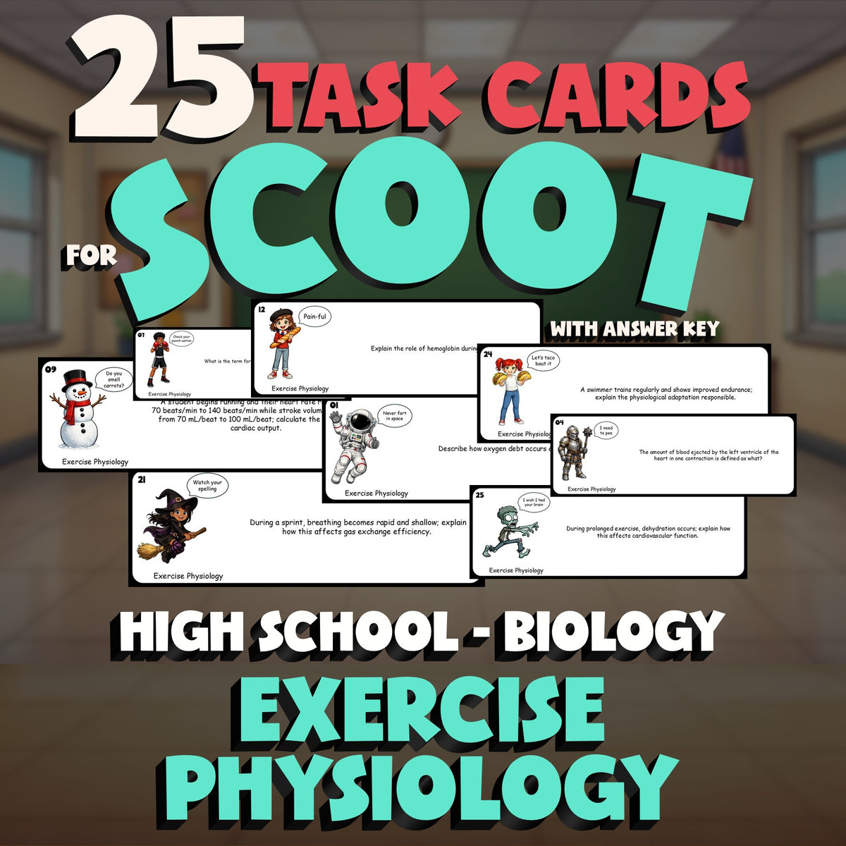 Exercise Physiology SCOOT TASK CARDS Science Game - No Prep Biology Review
