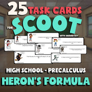 Heron’s Formula SCOOT TASK CARDS Math Game - No Prep PreCalculus Review Activity