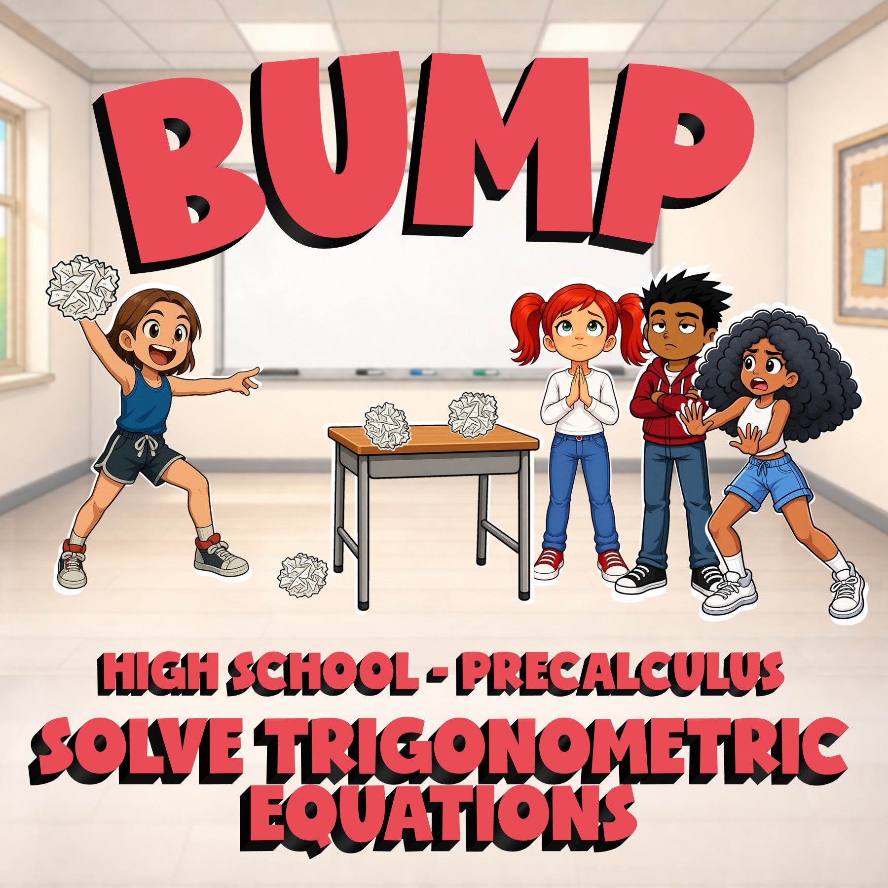 Solve Trigonometric Equations BUMP Math Game - No Prep PreCalculus Review