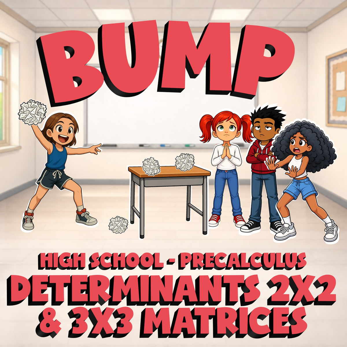 Determinants 2x2 & 3x3 Matrices BUMP Math Game - No Prep PreCalculus Review