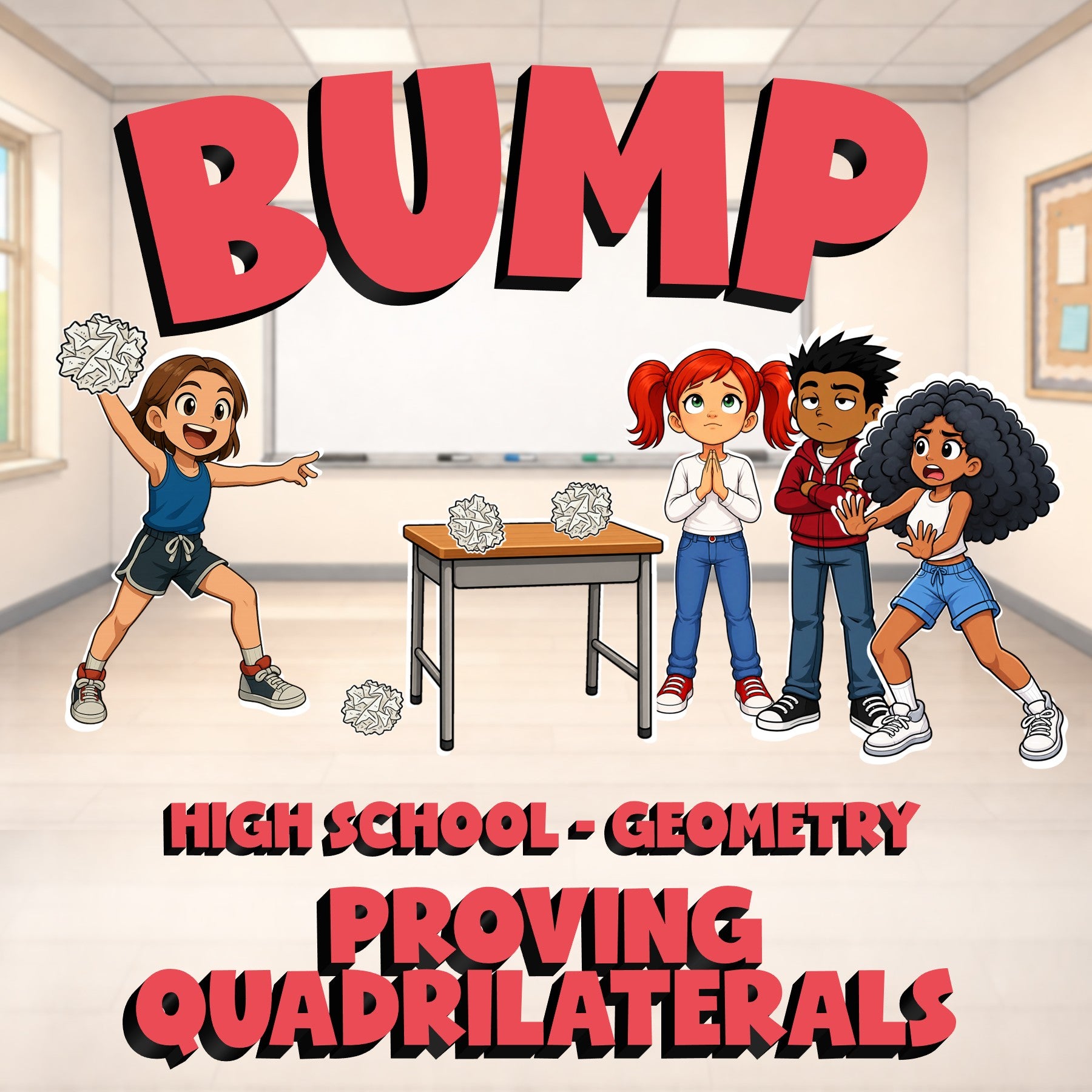 Proving Quadrilaterals BUMP Math Game - No Prep Geometry Review Activity