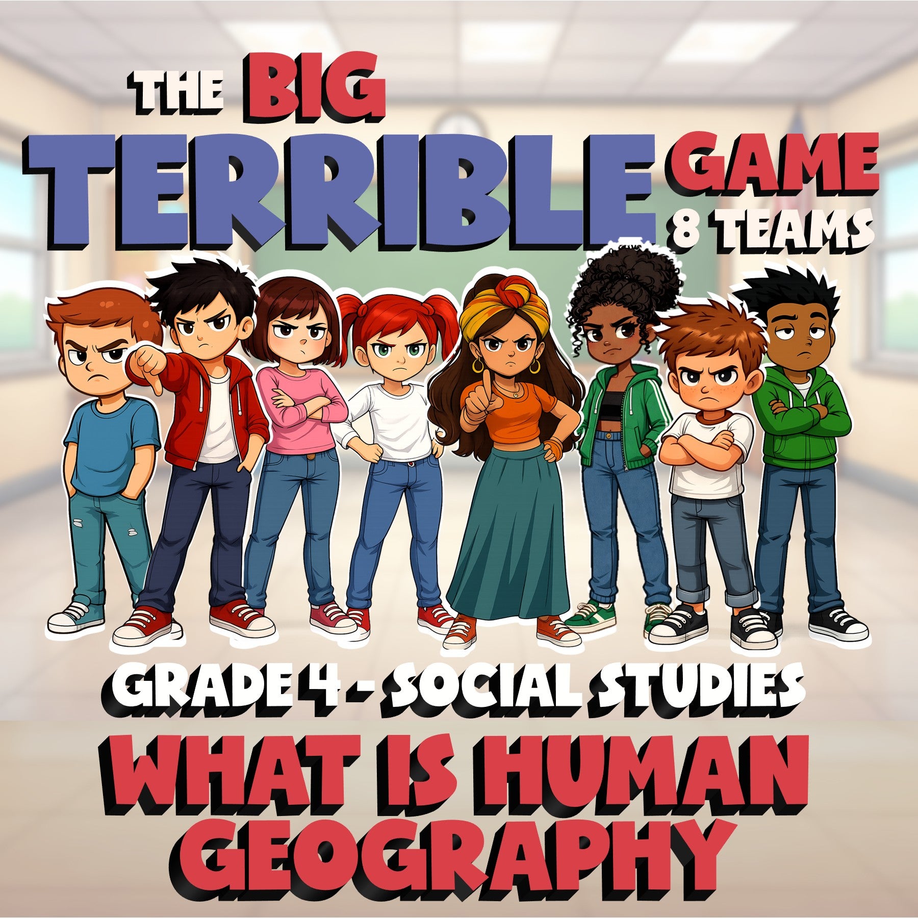 What Is Human Geography BIG TERRIBLE GAME - No Prep Grade 4 Socials Review