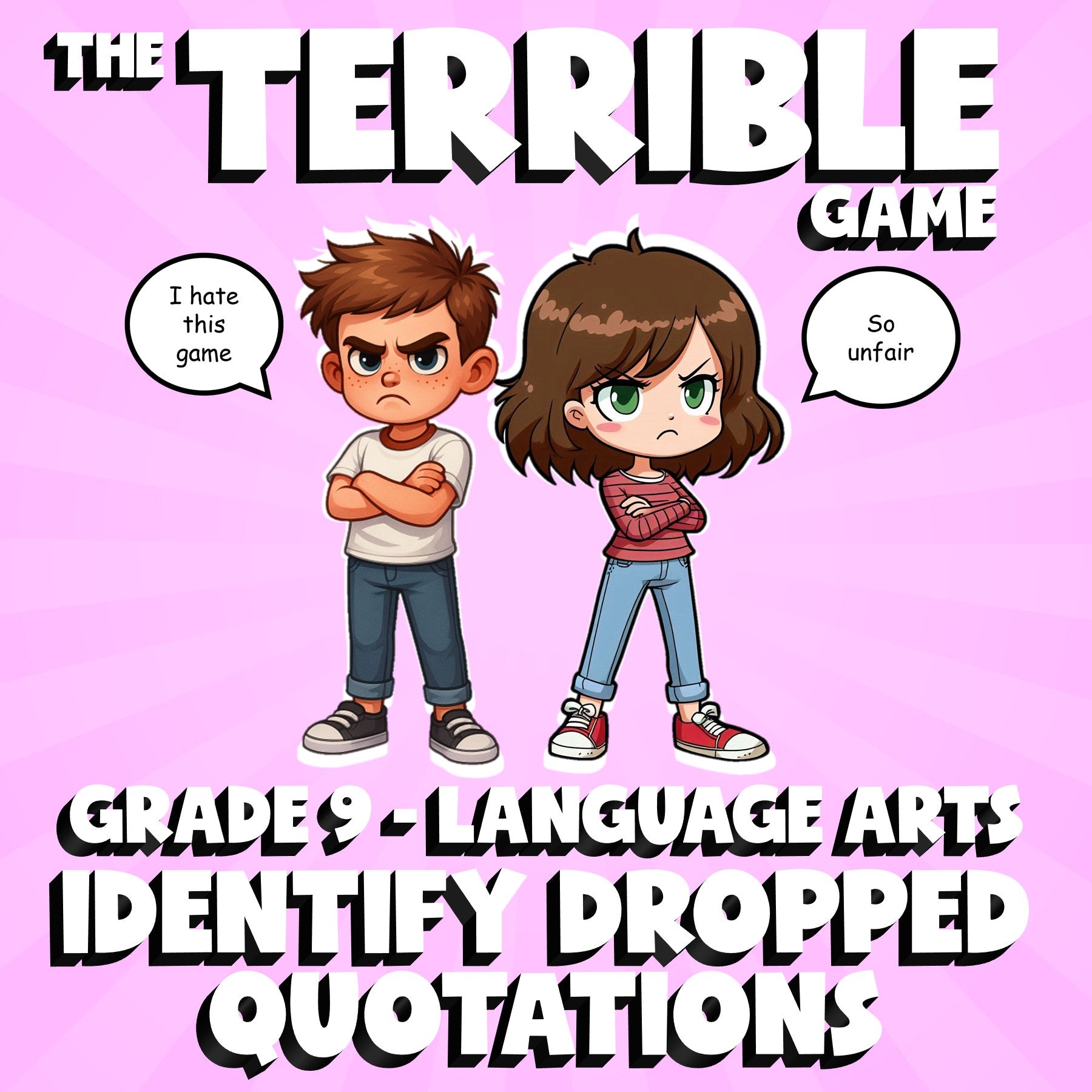 Identify Dropped Quotations THE TERRIBLE GAME - No Prep Grade 9 ELA Review