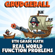 Real World Function Problems GRUDGEBALL Math Game - No Prep Grade 8 Review