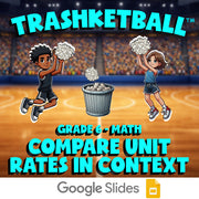 Compare Unit Rates in Context TRASHKETBALL Math Game - No Prep Grade 6 Review