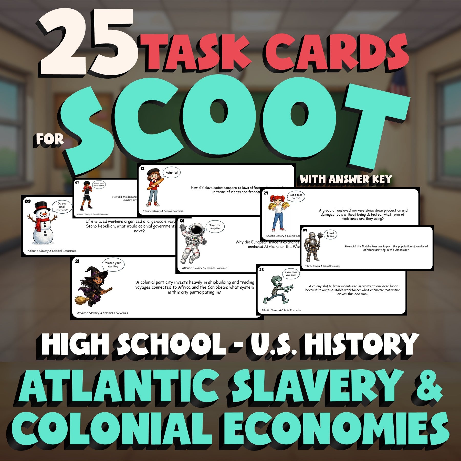 Atlantic Slavery & Colonial Economies SCOOT TASK CARDS U.S. History Game