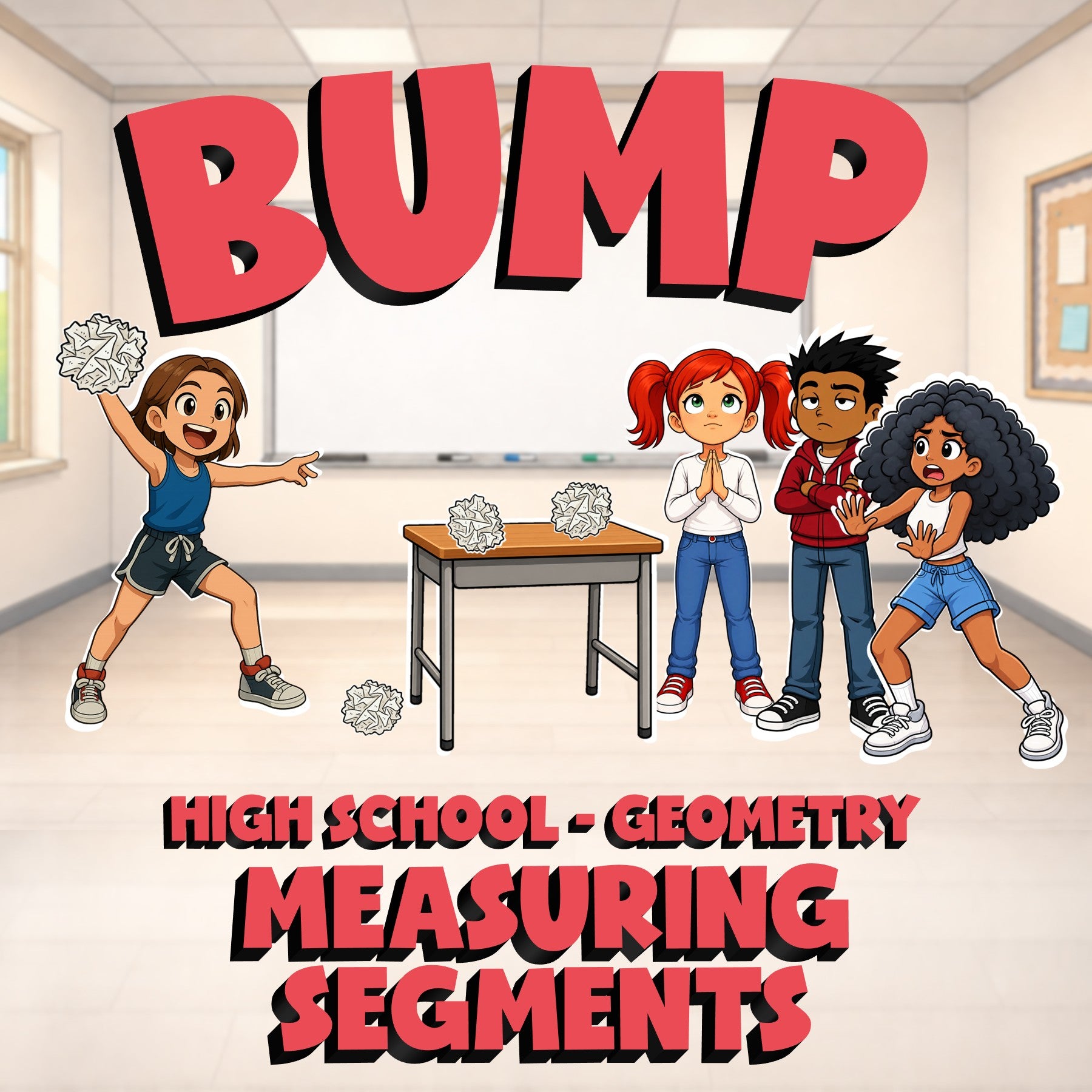 Measuring Segments BUMP Math Game - No Prep Geometry Review Activity