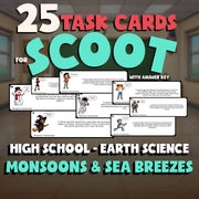Monsoons & Sea Breezes SCOOT TASK CARDS Game - No Prep Earth Science Review