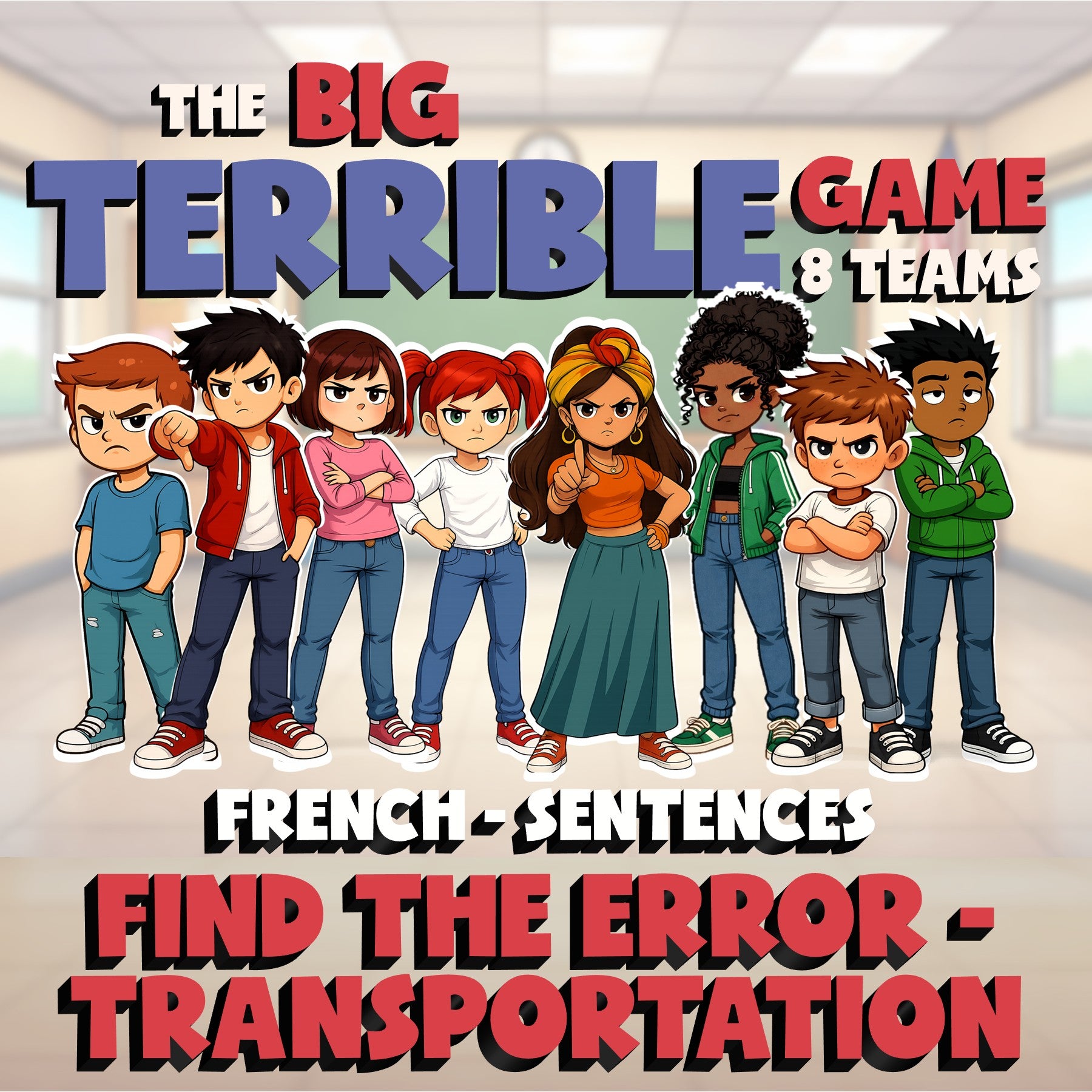 Find the Error - Transportation BIG TERRIBLE GAME - No Prep French Exercise