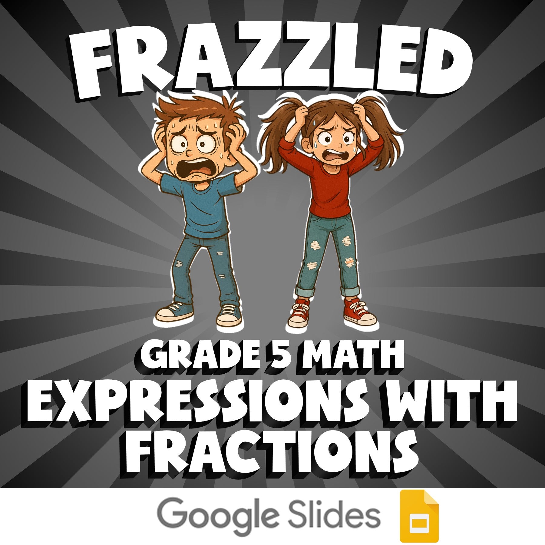 Expressions with Fractions FRAZZLED Math Game - No Prep Grade 5 Review Activity