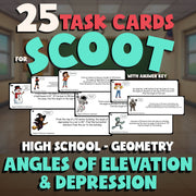Angles of Elevation & Depression SCOOT TASK CARDS Math Game - No Prep Geometry