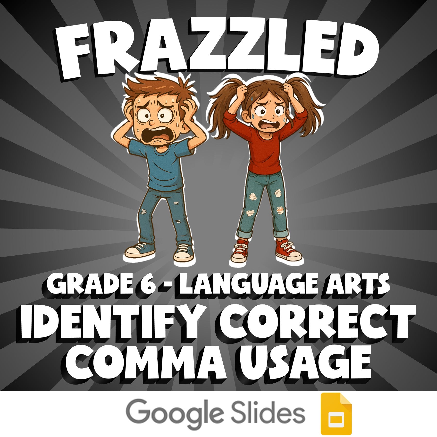 Identify Correct Comma Usage FRAZZLED ELA Game - No Prep Grade 6 Review Activity