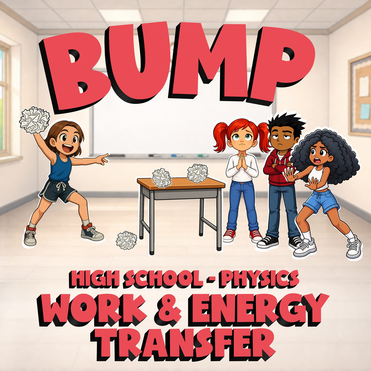 Work & Energy Transfer BUMP Science Game - No Prep Physics Review Activity