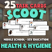 Health & Hygiene SCOOT TASK CARDS Game - No Prep Middle School Sex Education