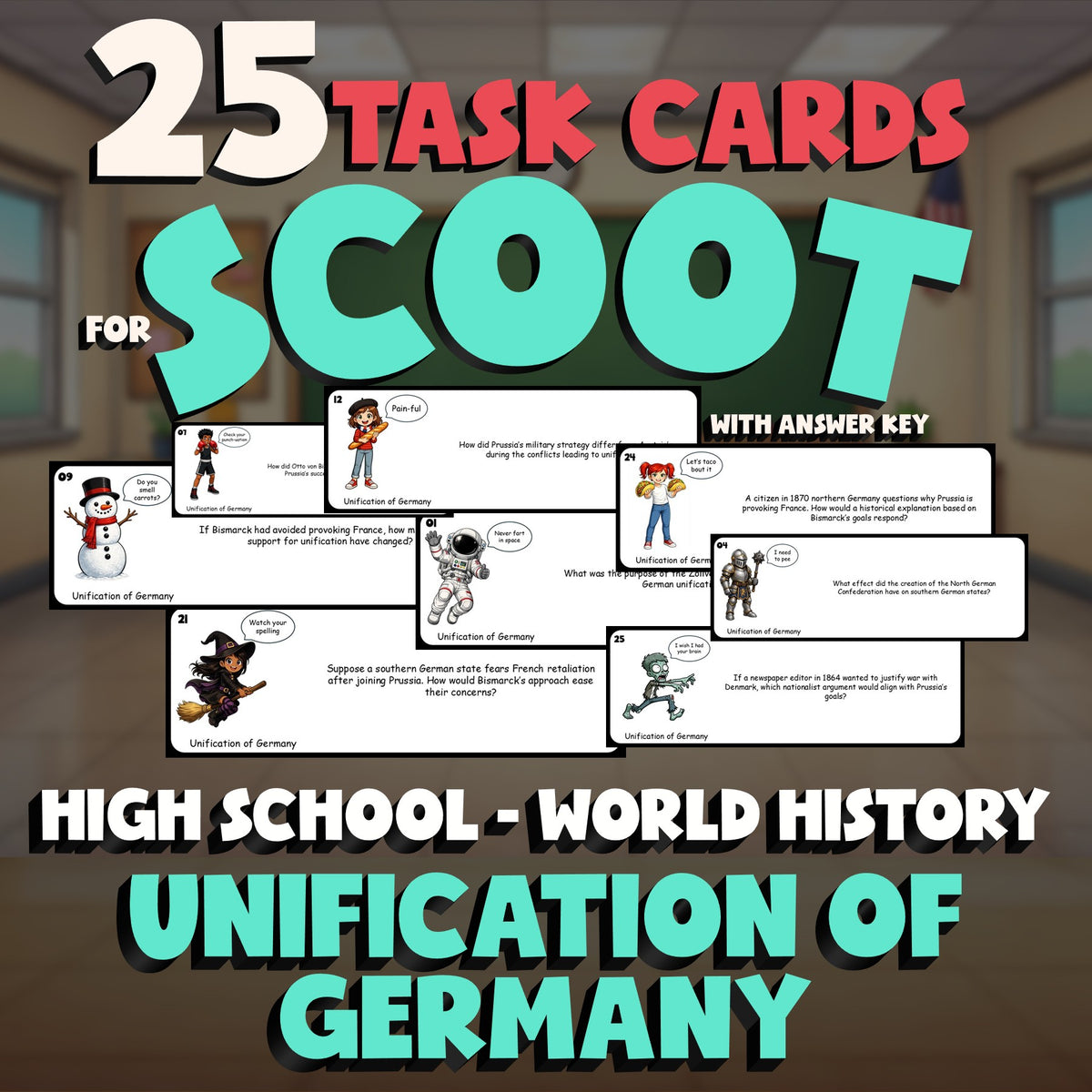 Unification of Germany SCOOT TASK CARDS Game - No Prep World History Review