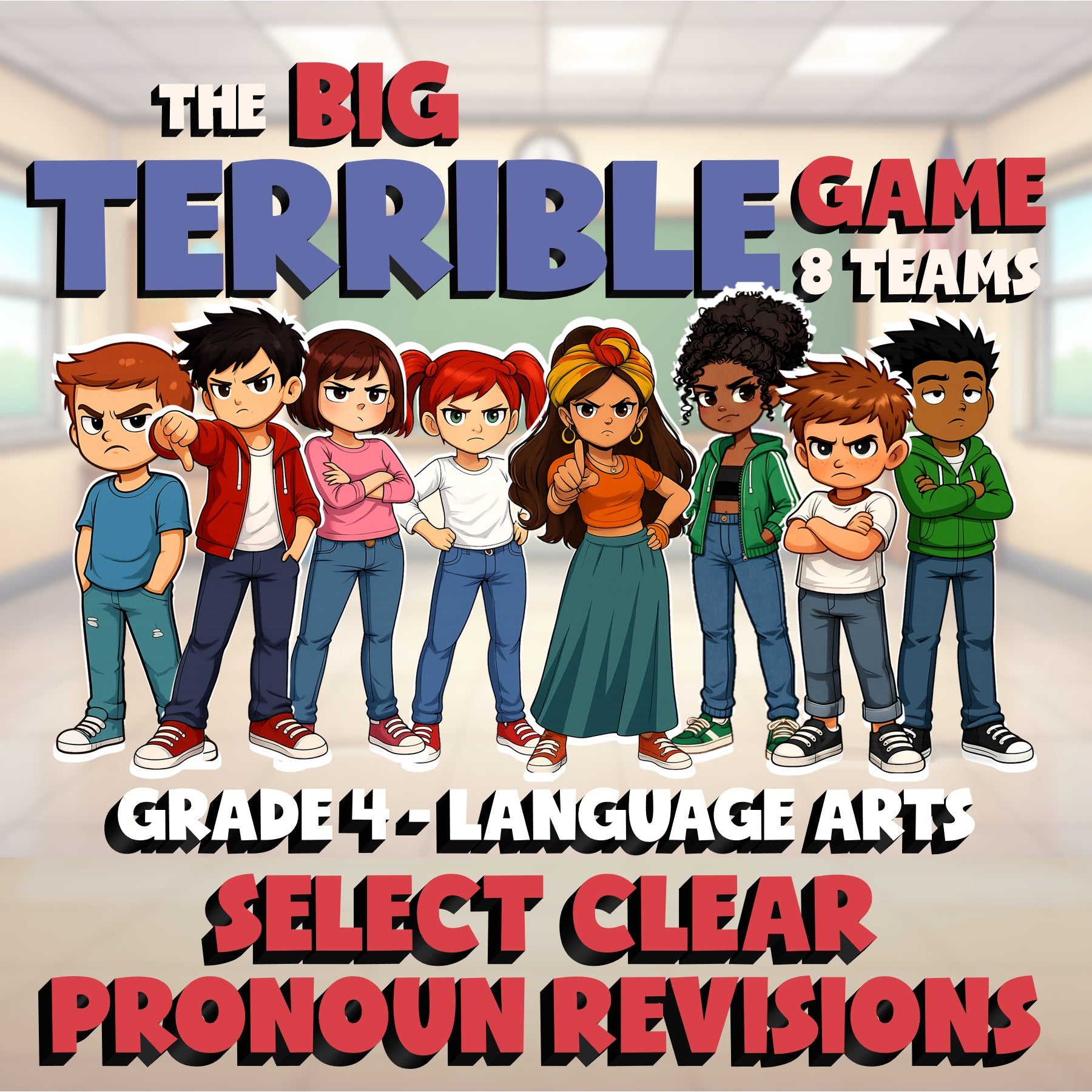 Select Clear Pronoun Revisions BIG TERRIBLE GAME - No Prep Grade 4 ELA Review