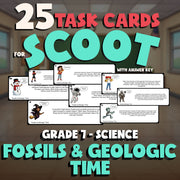Fossils & Geologic Time SCOOT TASK CARDS Science Game - No Prep Grade 7 Review