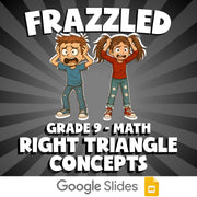 Right Triangle Concepts FRAZZLED Math Game - No Prep Grade 9 Review Activity